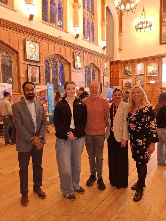 Dr Sree NanuKuttan, QUB;  Ella Hollinger, SERC Civil Engineering student; Dr Simon Cummings, SERC; Dr. Nipuni Galappaththige, QUB; and Professor Su Taylor, QUB 